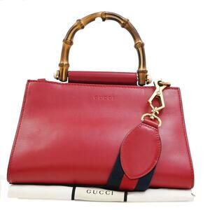 Gucci Leather Nymphaea Top Handle Bag Red